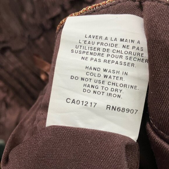 Vintage Le Chateau Maxi Skirt Womens S Tiered Brown Satin Sequin Y2K Made Canada - Picture 6 of 9